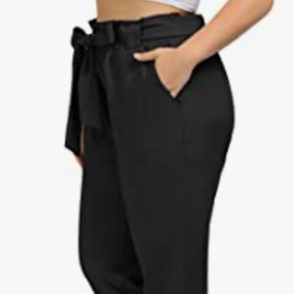 Size M black cropped paper bag dress pants - Picture 3 of 15